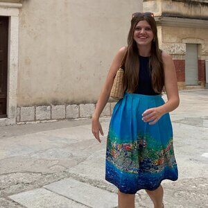 Anthropologie Hutch Village of Positano Italian Watercolor Scene Dress